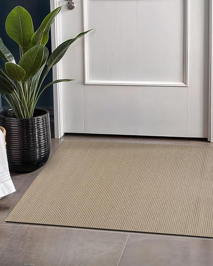 Beverly Rug Non-Slip Modern Entry Rug 2x3 Solid Traditional Rubber Backing Machine Washable Soft Thin Indoor Area Rugs for Living Room Stain Resistant Non Shedding Casual Carpet (2 x 3 Beige)