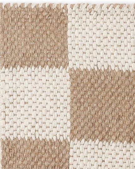 REDEARTH · Jute Cotton Area Rug, Sustainable Handwoven, Non-Shedding, Soft & Durable – Reversible, Neutral Tones for Home Décor in Living Room, Dining Room, Bedroom (Gridstone Natural, 2'x3')