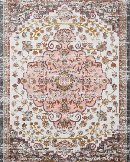BoutiqueRugs Oark Traditional Area Rug - Brick Red, Camel, Charcoal - 7'10" x 10'3"
