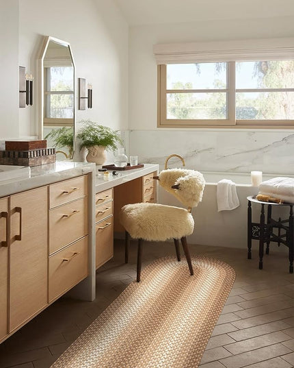 Tranquility TQ52 Natural 2' x 6' Runner - Braided Area Rug, Home Decor, Floor Mat or Bedroom Rug - Easy Care, Ideal for High Traffic Areas in Hallway and Living Room - Made in USA