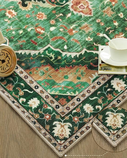 Ciicool Washable Vintage Area Rug, 2x3ft Small Boho Rug, Ultra Soft Rugs for Entryway, Non-Slip Entry Rugs Oriental Low-Pile Indoor Mat Floor Carpet for Entrance Bedroom Kitchen Bathroom Foyer Decor