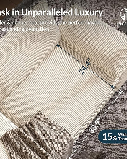 HERA'S HOUSE 158" Modular Sectional Sofa, Oversized Couches for Living Room, Comfy Cloud Couch 4-Seater Deep Seat Sofa with Throw Pillow, Corduroy Beige