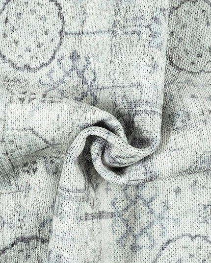 GLN Rugs Bohemian Collection - Machine Washable Area Rug, Bohemian Vintage, Non Slip, Low Pile Chenille Rug, Living Room, Bedroom, Bathroom Rug (5'3" Round Beige/Gray)
