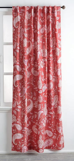 Maison d' Hermine Curtains for Living Room 100% Cotton 84 inch Length One Panel Light Filtering Curtains for Bedroom Windows with Rod and Loop Pockets Drapes (Ramage Fire Brick, 50" W x 84" L)