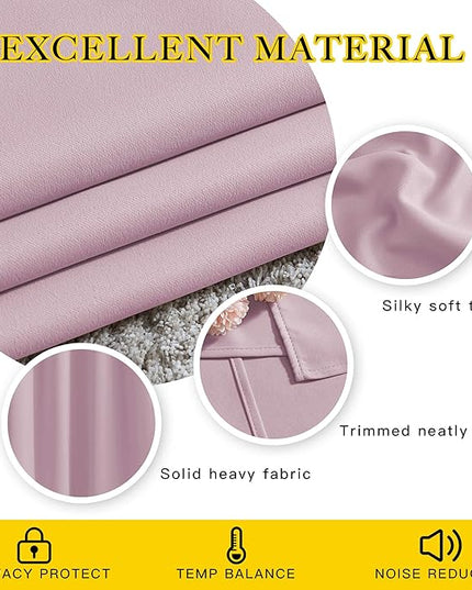 NICETOWN Room Darkening Baby Pink Curtains 63 inch Length - Window Treatment Energy Saving Room Darkening Solid Grommet Vtical Drapes for Living Room (1 Pair, 46 by 63-Inch)