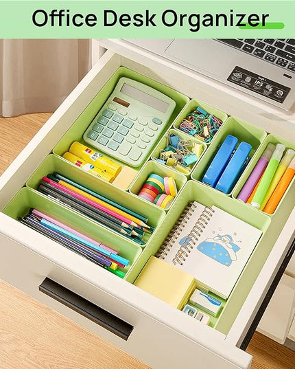 Vtopmart 25 PCS Plastic Drawer Organizers Set, 4-Size Versatile Bathroom and Vanity Drawer Organizer Trays, Storage Bins for Makeup, Bedroom, Kitchen Gadgets Utensils and Office