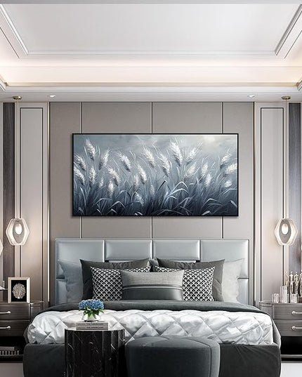 Home Decor Botanical Wall Art Reed Wall Paintings Black Framed Wall Decor Big Pictures 29"x 59"