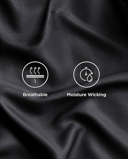 Bedsure California King Sheet Sets, Cooling Sheets for Hot Sleepers, Rayon Derived from Bamboo, Breathable & Soft, Deep Pocket Up to 16 Inches, Hotel Luxury Silky Bedding, Black