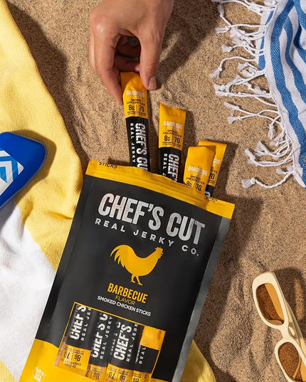 Chef’s Cut Real Chicken Snack Sticks | High Protein Meat Snack Sticks with 8g Protein & 70 Calories, Gluten Free, Keto-Friendly | Barbecue Flavor | 1 oz Stick (12-Count Bag), Individually Wrapped