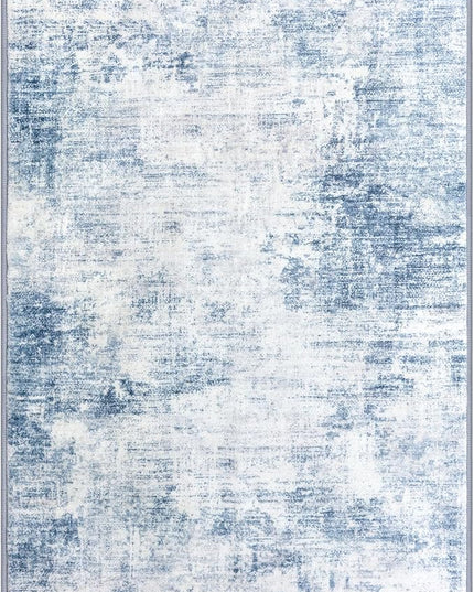 IOHOUZE Abstract Area Rugs 8x10 Ft Washable Large Rugs for Living Room, Non Slip Dining Room Rug, Printed Faux Wool Rugs for Bedroom, Floor Carpet for Office Nursery Playroom, Light Blue White