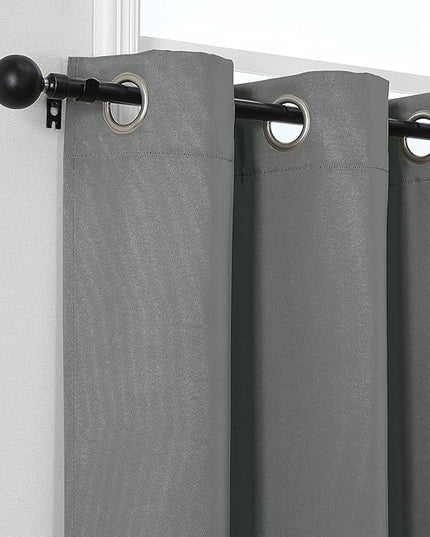 Simplebrand Light Grey Short Kitchen Curtains 24 Inch Length 2 Panels Set, Small Windows Room Darkening Curtain for Bathroom, Cabinet, Basement, RV Camper, Thermal Insulated Short Drapes, 40 x 24 Inch