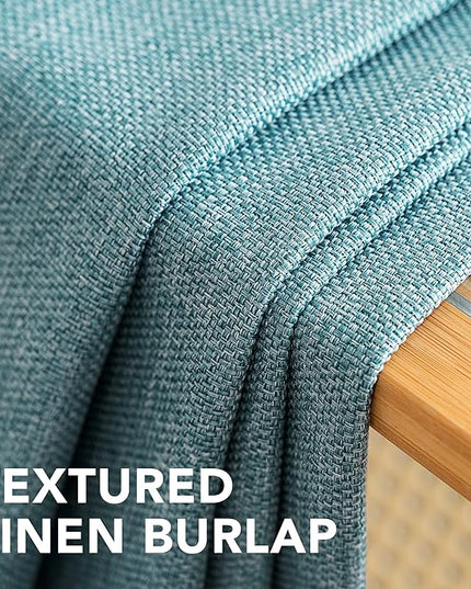 H.VERSAILTEX Linen Blackout Curtain 96 Inches Long for Bedroom/Living Room Thermal Insulated Grommet Linen Curtain Drapes Primitive Textured Burlap Effect Window Drapes 1 Panel, Heather Eggshell Blue