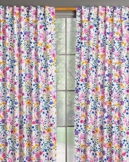 Maison d'Hermine Curtains for Living Room 100% Cotton 96 inch Length Two Panels Window Curtains for Bedroom with Loop & Rod Pockets - Maia, 50" W x 96" L