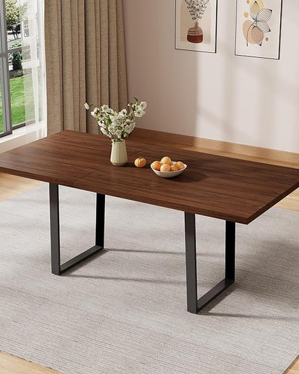 ZckyCine Walnut Color Expandable Dining Table, 51-67 Inches Adjustable Length, Modern Simple Design, Perfect for Family & Office, Seats 6+