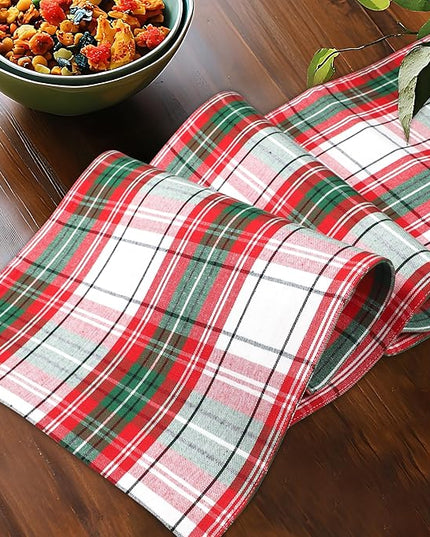 Urban Villa Christmas Table Runner Christ Check Table Runner 14”x72” 100% Cotton Over Sized Runner Heavier Quality Table Runner for Christmas Celebrations Dining Wedding Dinner Parties Everyday Use