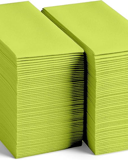 Linen-Feel Colored Paper Napkins - Decortive Cloth-Like Pastel Green Dinner Napkins - Soft And Absorbent. For Kitchen, Party, Wedding, Bathroom Or Any Occasion. (Pack of 100)