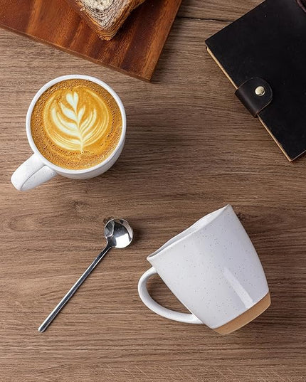 AmorArc 12oz Coffee Mugs, Ceramic Coffee Mugs set of 4 for Man, Woman, Dad, Mom, Modern Coffee Cups with handle for Latte/Cappuccino/Milk/Cocoa. Dishwasher&Microwave Safe, White