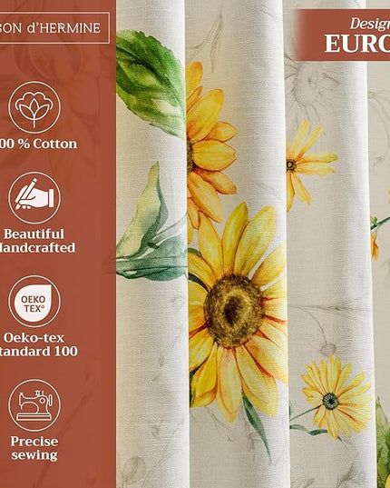 Maison d' Hermine Curtains for Living Room 100% Cotton 124 inch Length One Panel Light Filtering Curtains for Bedroom Windows with Rod and Loop Pockets Drapes (Candice, 50" W x 124" L)