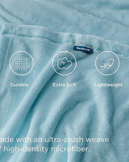 Bedsure GentleSoft Fleece Bed Blankets Queen Size River Blue - Soft Lightweight Plush Fuzzy Cozy Luxury Blanket Microfiber, 90x90 inches