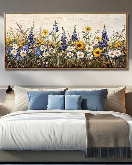 ERQINHUA Farmhouse Wall Decoration For Living Room Large Canvas Wall Art For Bedroom Office Mural Boho Flowers Watercolour Restaurant Wall Pictures Printing Artwork Home Decor 32x72 In Wood Framed