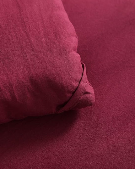 NTBAY Twin Comforter Set with Sheets, 5 Pieces Soft and Breathable Twin Bedding Set, Twin Bed in a Bag, Down Alternative Comforter Set Solid Color All Season, Kids Bedding Set, Wine Red
