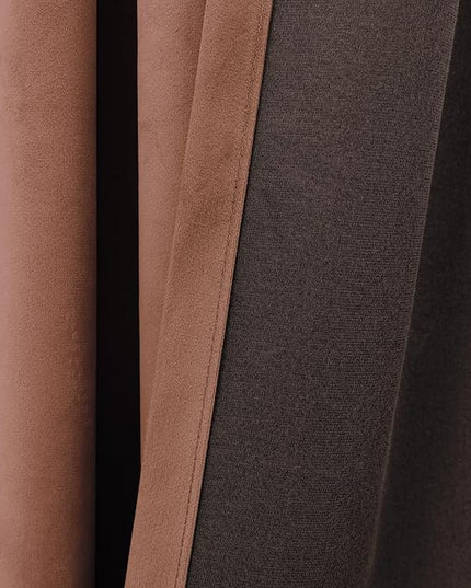 Cinnamon Velvet Thermal Blackout Curtains for Winter Insulated, Boho Chic Modern Farmhouse Vintage Luxury Pleated Black Out Curtain for Bedroom Living Room, 84 Inch Long 2 Panel Set, Terracotta Brown