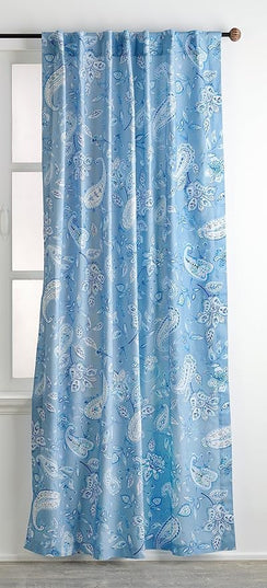 Maison d' Hermine Curtains for Living Room 100% Cotton 84 inch Length Two Panels Light Filtering Curtains for Bedroom Windows with Rod and Loop Pockets Drapes (Ramage Steel Blue, 50" W x 84" L)