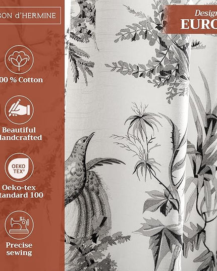 Maison d' Hermine Curtains for living room 100% Cotton 108 inch length Two Panels Light Filtering Toile Curtains for Bedroom Windows with rod and loop Pockets Drapes (Paradise Mid Night, 50"W x 108"L)