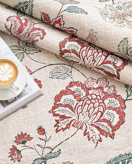 jinchan Elora 3x8 Floral Runner Rug for Hallway Washable Runner Vintage Romance Christmas Design Non Slip Thin Indoor Floor Cover Low-Profile Throw Carpet for Entryway Bathroom Bedroom, Red/Beige