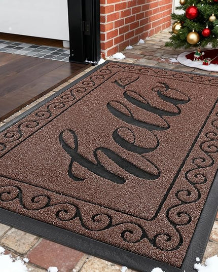 Yimobra Welcome Mats for Front Door 29.5x17, Heavy Duty Waterproof Outdoor Door Mat Outside Entrance, Non-Slip Low Profile Indoor Entryway Mat for Garage Patio, Maroon
