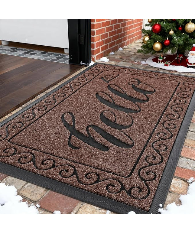 Yimobra Welcome Mats for Front Door 29.5x17, Heavy Duty Waterproof Outdoor Door Mat Outside Entrance, Non-Slip Low Profile Indoor Entryway Mat for Garage Patio, Maroon
