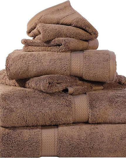 Superior Egyptian Cotton Pile 6 Piece Towel Set, Includes 2 Bath, 2 Hand, 2 Face Towels/Washcloths, Ultra Soft Luxury Towels, Thick Plush Essentials, Guest Bath, Spa, Hotel Bathroom, Chocolate