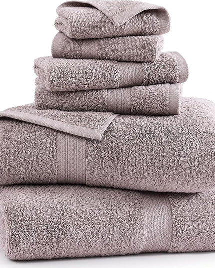 LANE LINEN 100% Cotton Bathroom Towel Set - 6 Pieces - Fluffy, Super Soft & Highly Absorbent - 2 Large Bath Towels, 2 Washcloths, 2 Hand Towels - Ringspun, Double Sided Cotton Terry - Platinum