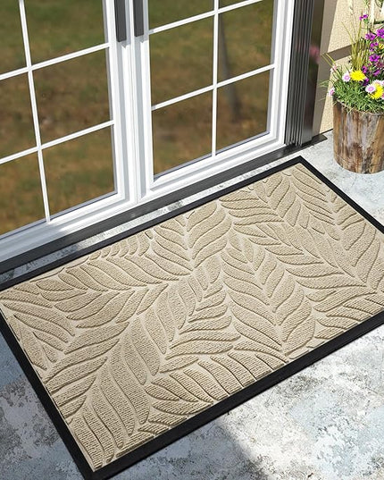 Yimobra 47x32 Large Door Mat Outdoor Indoor, All-Season Waterproof Door Mat Outside Entrance, All-Weather Non-Slip Outside Doormat for Garage Patio Entryway, Beige