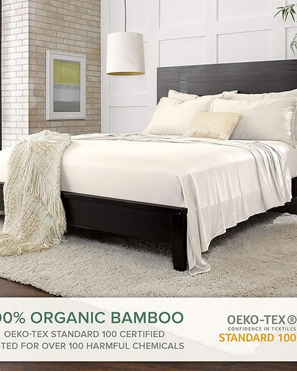 Pure Bamboo Short Queen Sheets for RV Camper (60"x75") - Genuine 100% Organic Viscose Derived from Bamboo Bed Sheet Set, Soft & Cooling, 2 Year Quality Promise (Short Queen, Ivory)