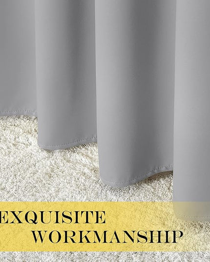 NICETOWN Blackout Short Curtain 45 inches Long - Thermal Insulated Solid Grommet Sound & Light Reducing Room Darkening Drape for Kitchen/Bedroom (Silver Grey, 1 Panel, W52 x L45)