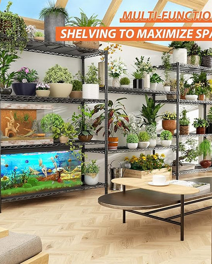 Storage Shelves Heavy Duty, 2 PCS 48" L x 20" W x 72" H Garage Wire Shelving Unit Loads 2000LBS, 5-Tier Adjustable Metal Industrial Utility Shelf Rack for Kitchen, Laundry Room, Warehouse, Basement