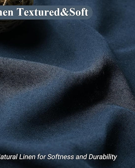 Naturoom Navy Blue Shower Curtain for Bathroom, Linen Textured Weighted Hem Cloth Shower Curtain Set with Hooks, Simple Hotel Luxury Men Nautical Bath Accessories Decor,72x96, Dark Blue