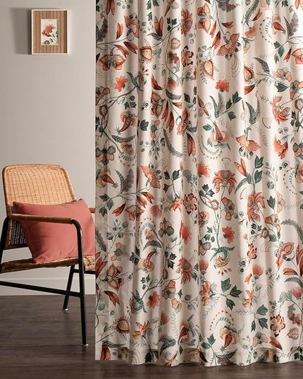 Maison d' Hermine Curtains for Living Room 100% Cotton 84 inch Length One Panel Light Filtering Curtains for Bedroom Windows with Rod and Loop Pockets Drapes (Dalida Beige, 50" W x 84" L)