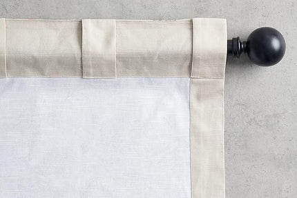 Maison d' Hermine Curtains for Living Room 100% Cotton 124 inch Length One Panel Light Filtering Curtains for Bedroom Windows with Rod and Loop Pockets Drapes (Canne Beige, 50" W x 124" L)