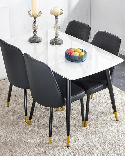 Black Dining Table Set for 4, Dining Room Table Set for 4, Sintered Stone Kitchen Table Top and Modern Chairs Set of 4 for Kitchen Dining Room, Small Space