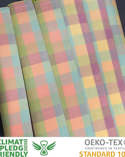 Urban Villa Easter Placemats100% Cotton Fused Table Placemats 14''x 20'' Over Sized Set of 6 Easter Colors Buffalo Check Plaid for Every Day Use Parties Celebrations Heavier Quality