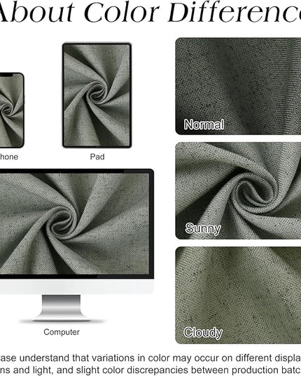 Naturoom Desert Sage 42 Inch Shower Curtain - Stall Narrow Half Linen Ultra Thick Fabric Shower Curtain Set with Hooks, Boho Farmhouse Rustic RV Camper Bath Curtains for Bathroom, 42x72