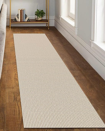 KOZYFLY Runners for Hallways 2x8 ft Washable Kitchen Runner Non Slip Rubber Backed Hall Runners Cotton Entryway Runner Rugs Floor Carpet for Indoor Backdoor Bedroom Kitchen, Ivory/Khaki