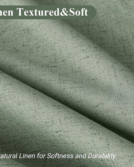 Naturoom Light Sage 48 Inch Shower Curtain - Stall Narrow Half Linen Ultra Thick Fabric Shower Curtain Set with Hooks, Boho Farmhouse Rustic RV Camper Bath Curtains for Bathroom, 48x72