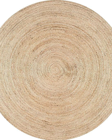 FRELISH DECOR Handwoven Jute Area Rug - 3 feet Round - Natural Yarn - Rustic Vintage Beige Braided Reversible Rug - Eco Friendly Rugs for Bedroom - Kitchen - Living Room - Farmhouse (3' Round)