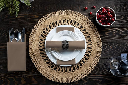 100 Linen-Feel Colored Paper Napkins - Decorative Cloth-Like Beige Dinner Napkins - Soft And Absorbent. For Kitchen, Party, Wedding, Bathroom Or Any Occasion. (Pack of 100)