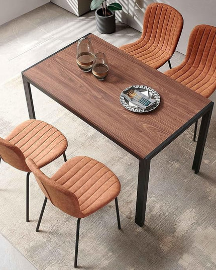 NORDICANA 5 - Piece Dining Set, Industrial Style 47 in Kitchen Table with Brown Faux Leather Dining Chairs for 4 Person, Dining Room Table Set for Dinette, Breakfast Nook Breakfast Nook