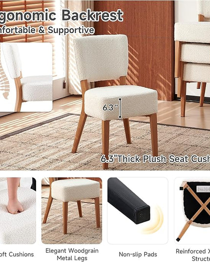 Howtek 5-Piece Modern Dining Room Set, 47" Round Dining Table and 4 Space-Saving Upholstered Stackable Dining Chairs, Kitchen Table and Chairs Set for Home, Kitchen, Living Room (Oak/White)