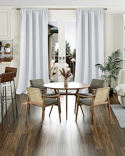 BGment Long Blackout Curtains for Living Room 108 Inch Length, Full Room Darkening Thermal Insulated Noise Reducing Bedroom Window Curtains with Rod Pocket, 2 Panels, Each 52 Inch Wide, Greyish White